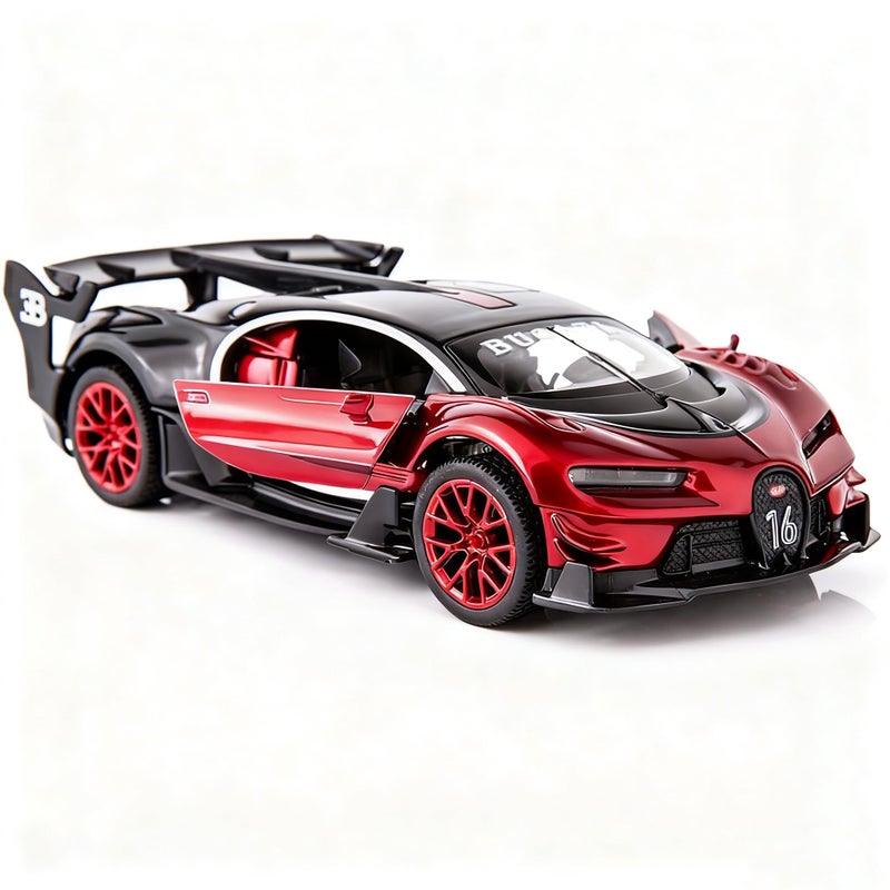 BDTCTK Bugatti Vision GT Supercar 1/32 Zinc Alloy Die Casting Pull Back Car Model Toy Sound and Light for Boy Girl Gift ï¼ˆredï¼‰ - Image 1